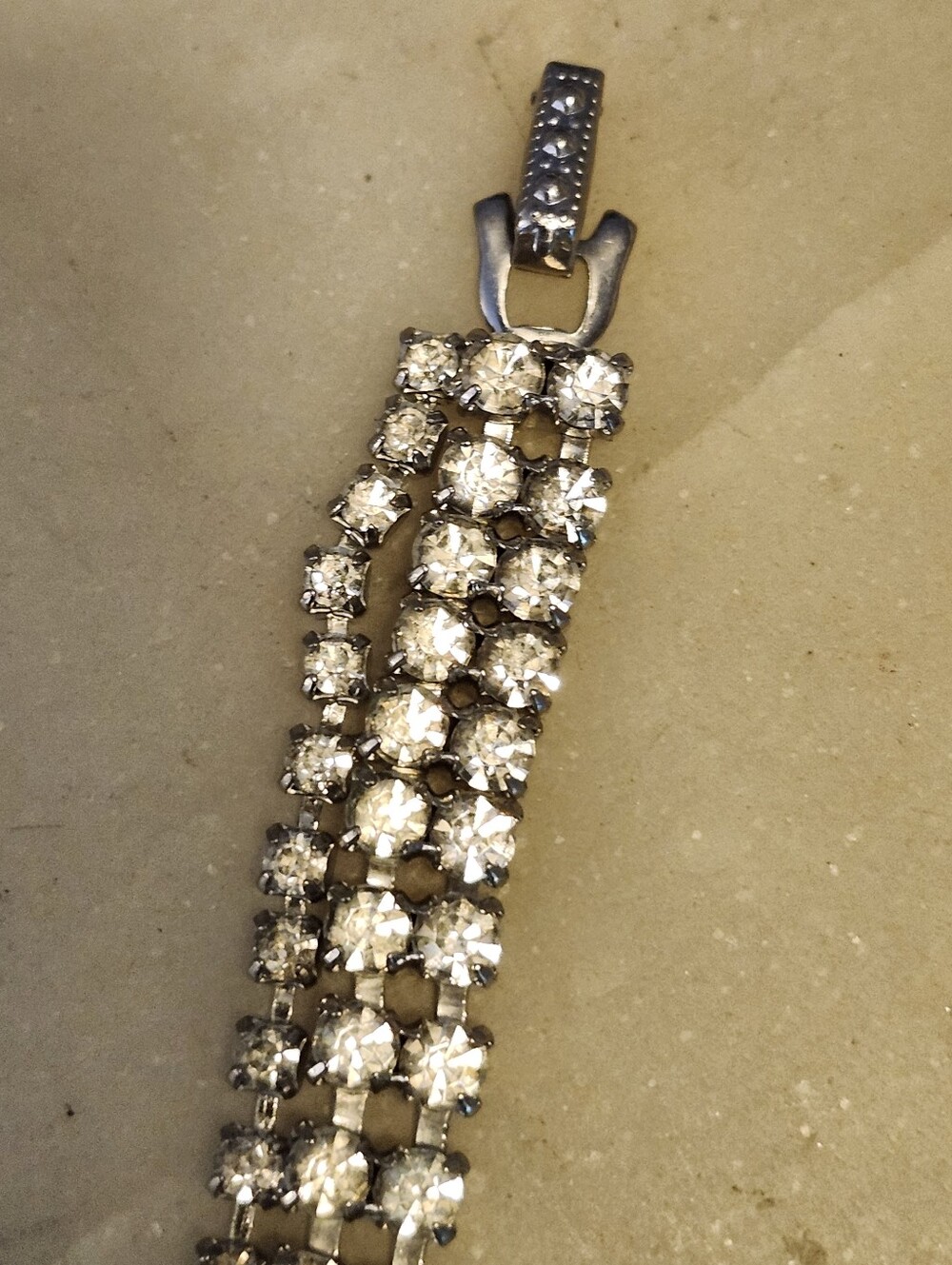 Stunning Rhinestone Three-Row Tennis Bracelet - Picture 5 of 10